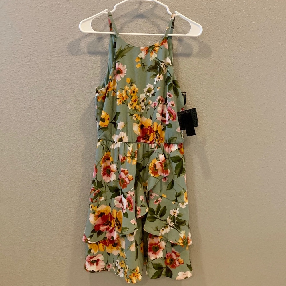 New Byer Cutaway Halter Double Ruffle Dress